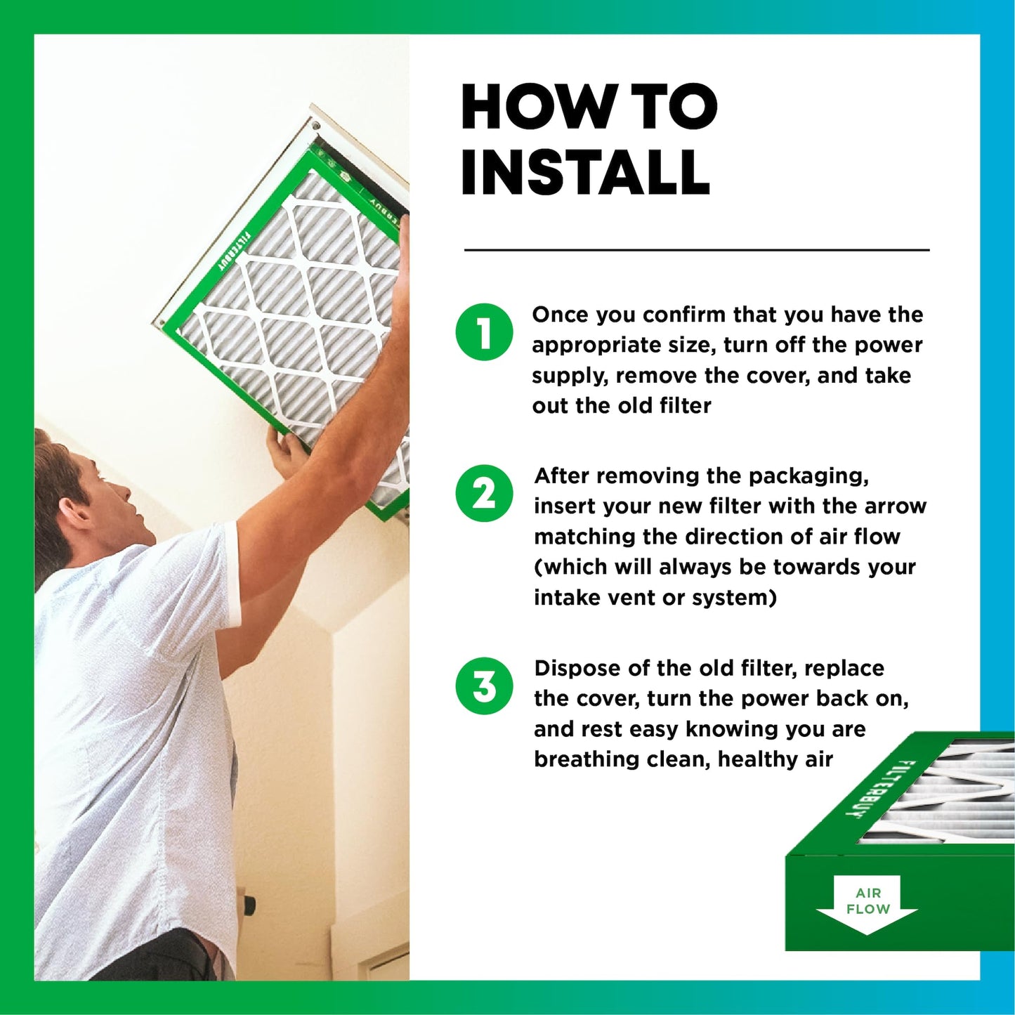 Filterbuy 1" Air Filter MERV 8 Essential Dust & Allergy Defense (4-Pack), Electrostatic Pleated HVAC AC Furnace Filters Replacement, Made in USA