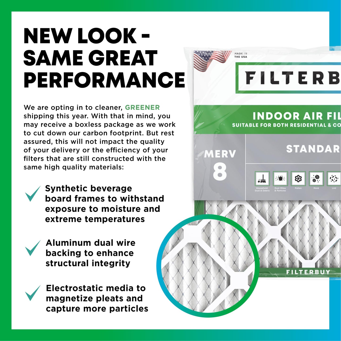 Filterbuy 1" Air Filter MERV 8 Essential Dust & Allergy Defense (4-Pack), Electrostatic Pleated HVAC AC Furnace Filters Replacement, Made in USA